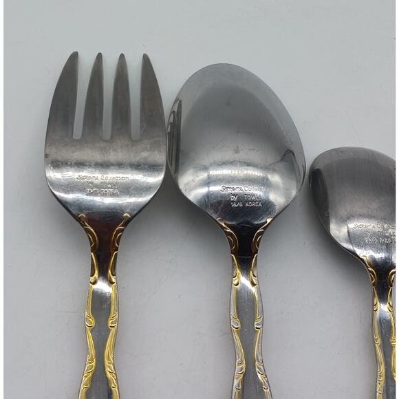 Lot Cold Meat Fork Butter Knife Serving Spoon Rose Cascade Towle Supreme 18/8 - Picture 7 of 9